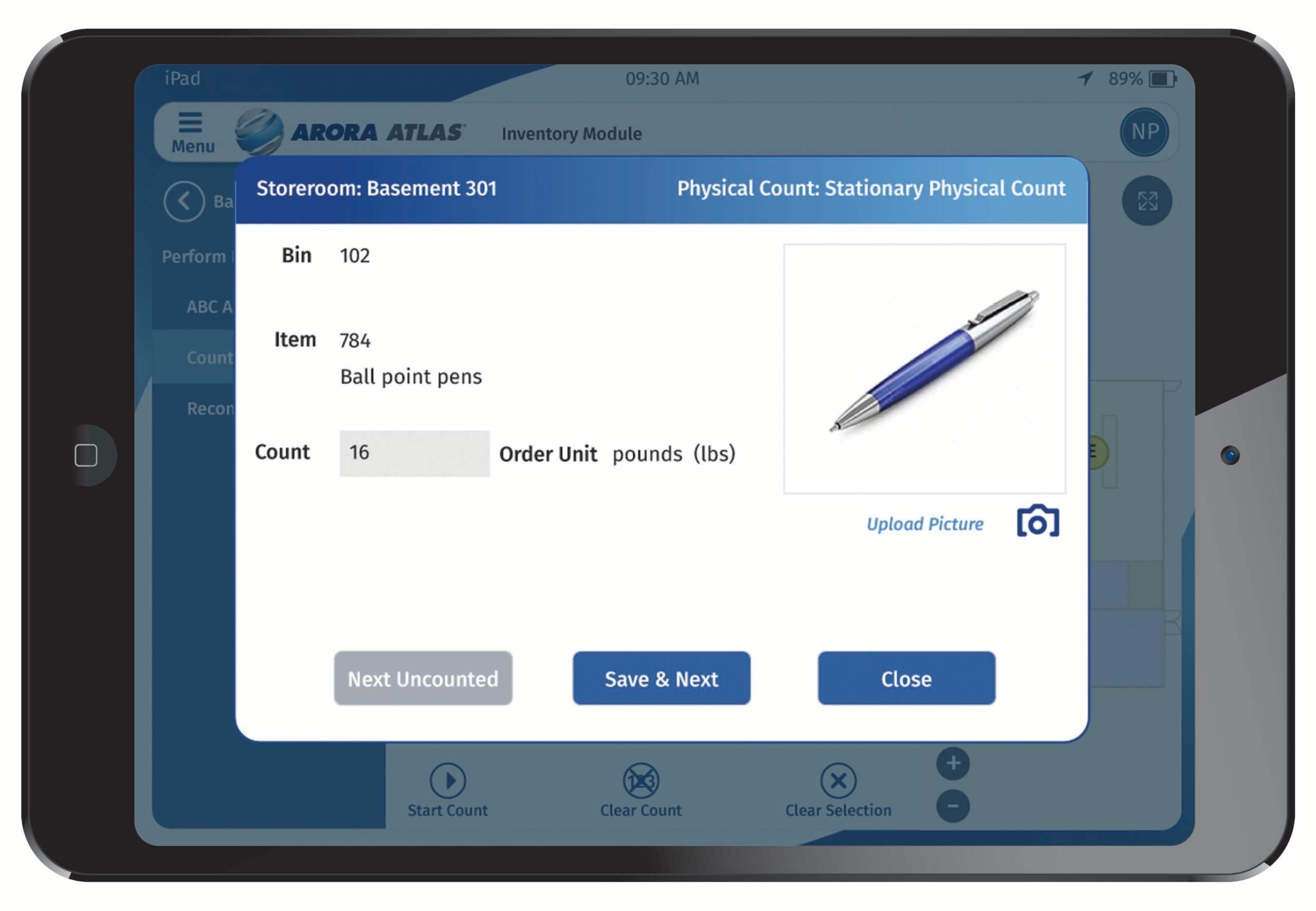 ATLAS Supply Count Book Screen